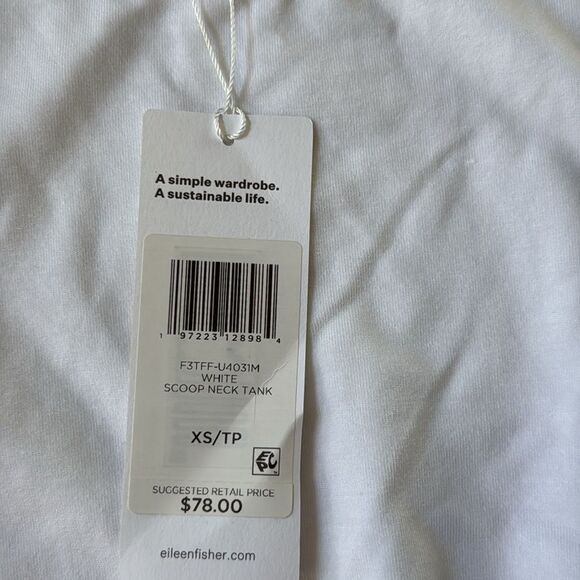 Eileen Fisher scoop neck tank White‎ XS/TP NWT in packaging - Picture 8 of 8